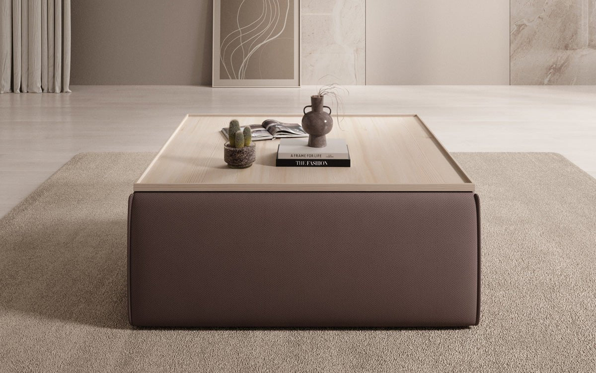 Beistellhocker/Couchtisch Lesley mit Stauraum in Stoff