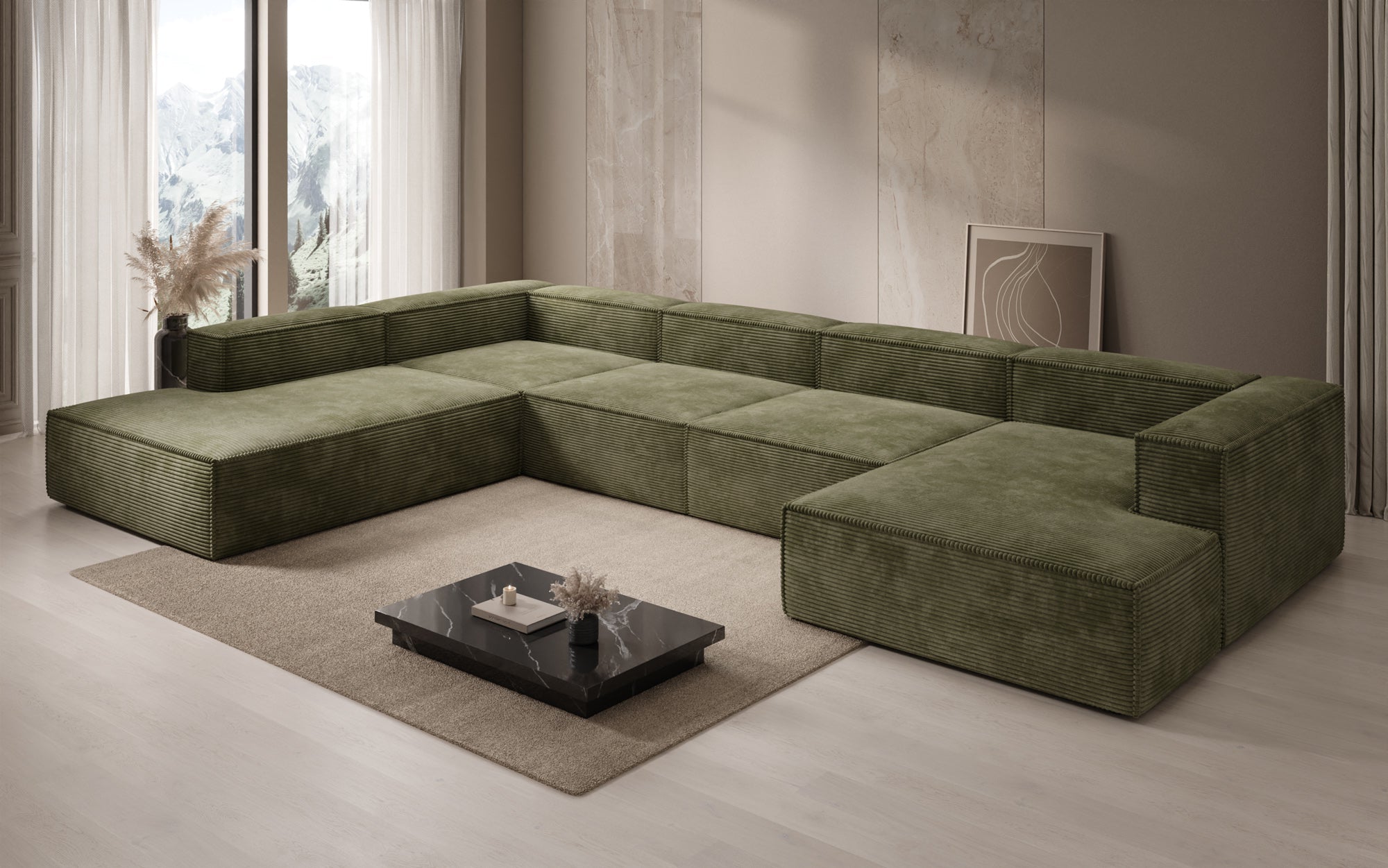 Designer Sofa Lesley U XXL aus Kord