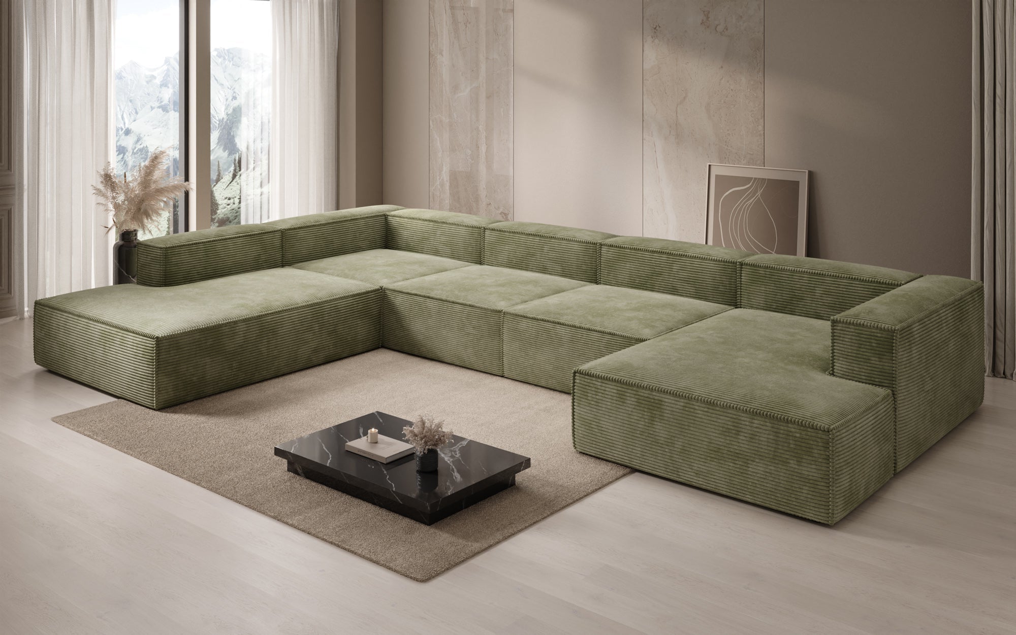 Designer Sofa Lesley U XXL aus Kord