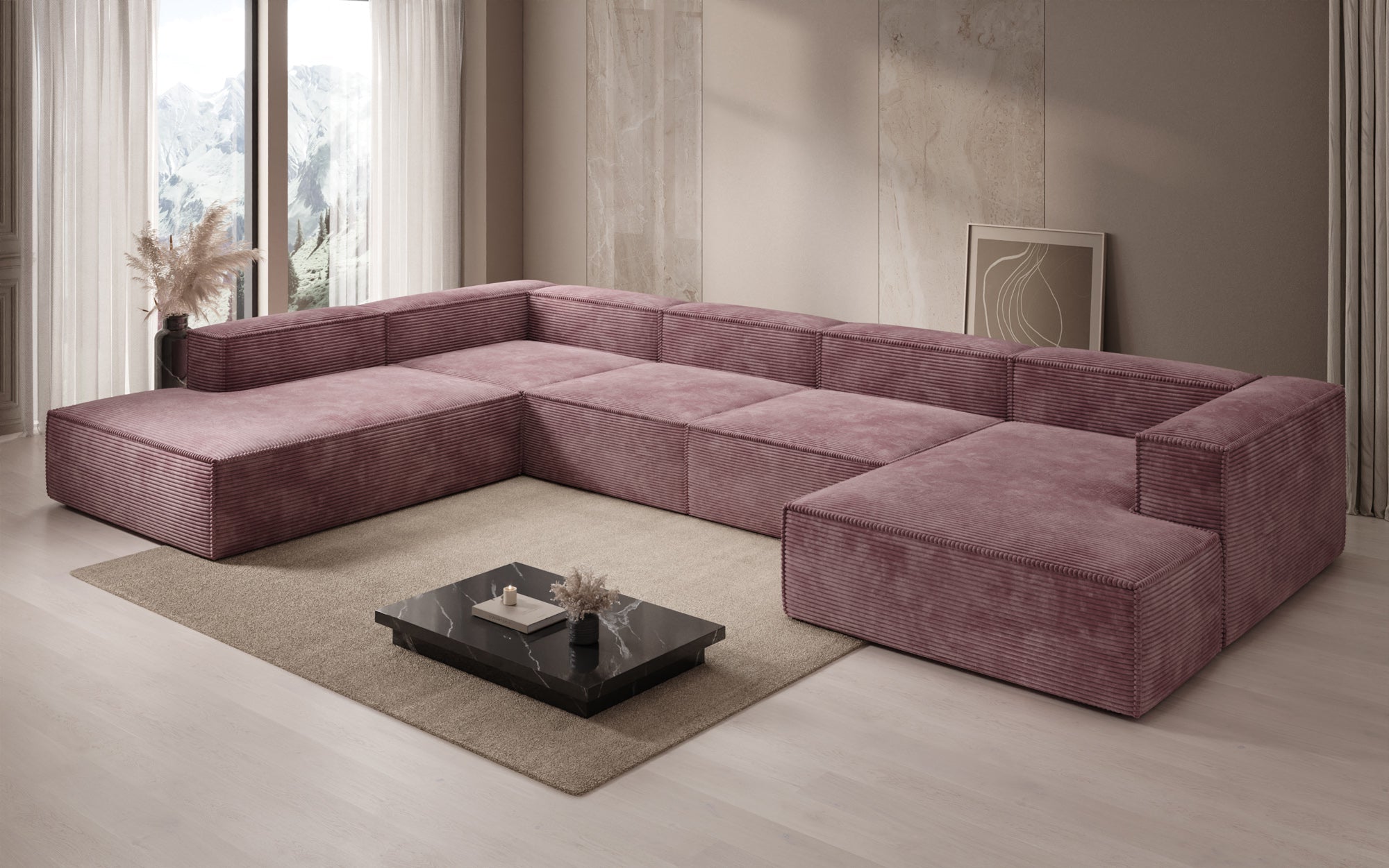 Designer Sofa Lesley U XXL aus Kord