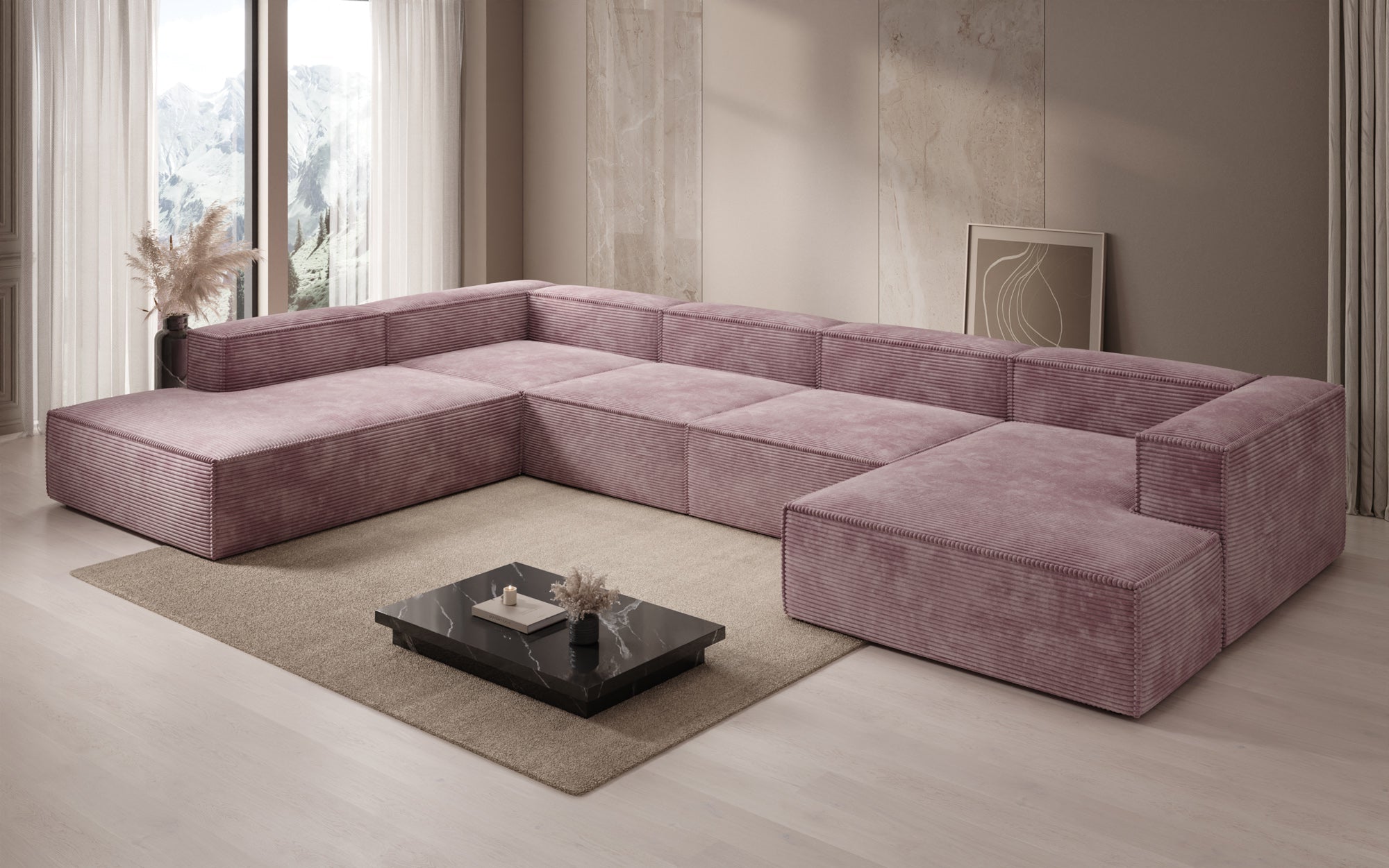 Designer Sofa Lesley U XXL aus Kord