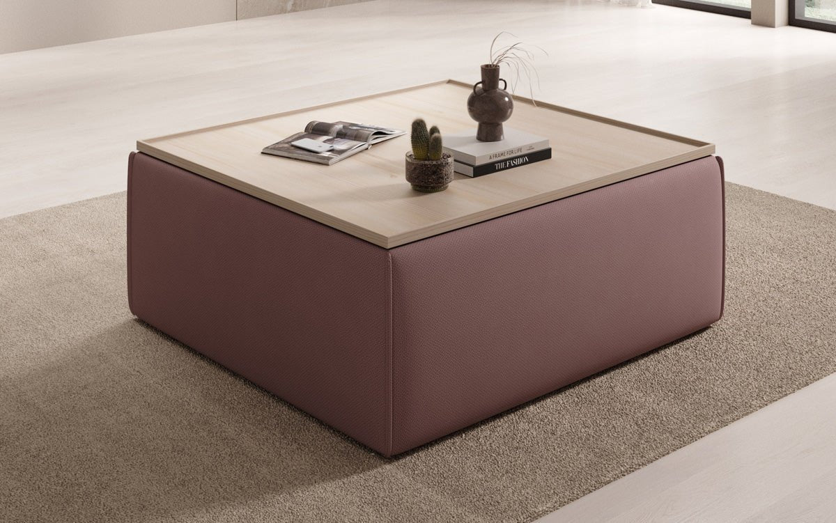 Beistellhocker/Couchtisch Lesley mit Stauraum in Stoff