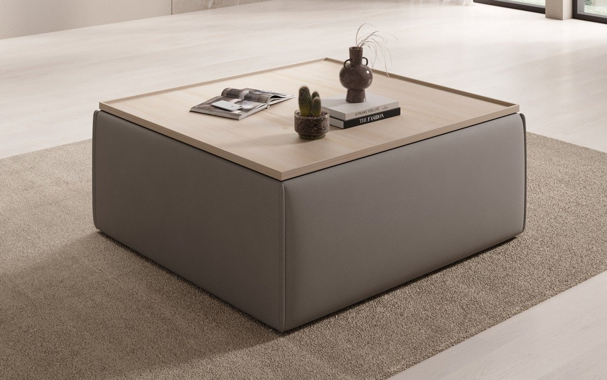 Beistellhocker/Couchtisch Lesley mit Stauraum in Stoff