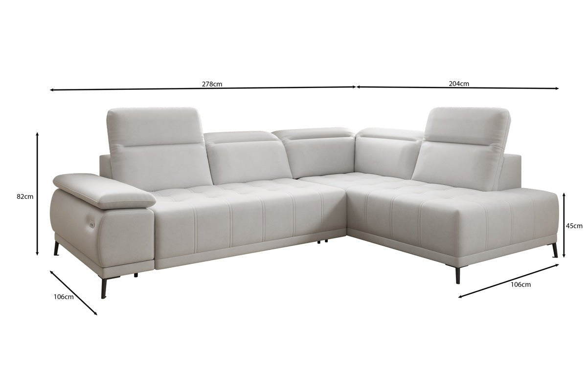 Designer L Sofa Lyra mat elektrescher Schloffunktioun a Echtläder