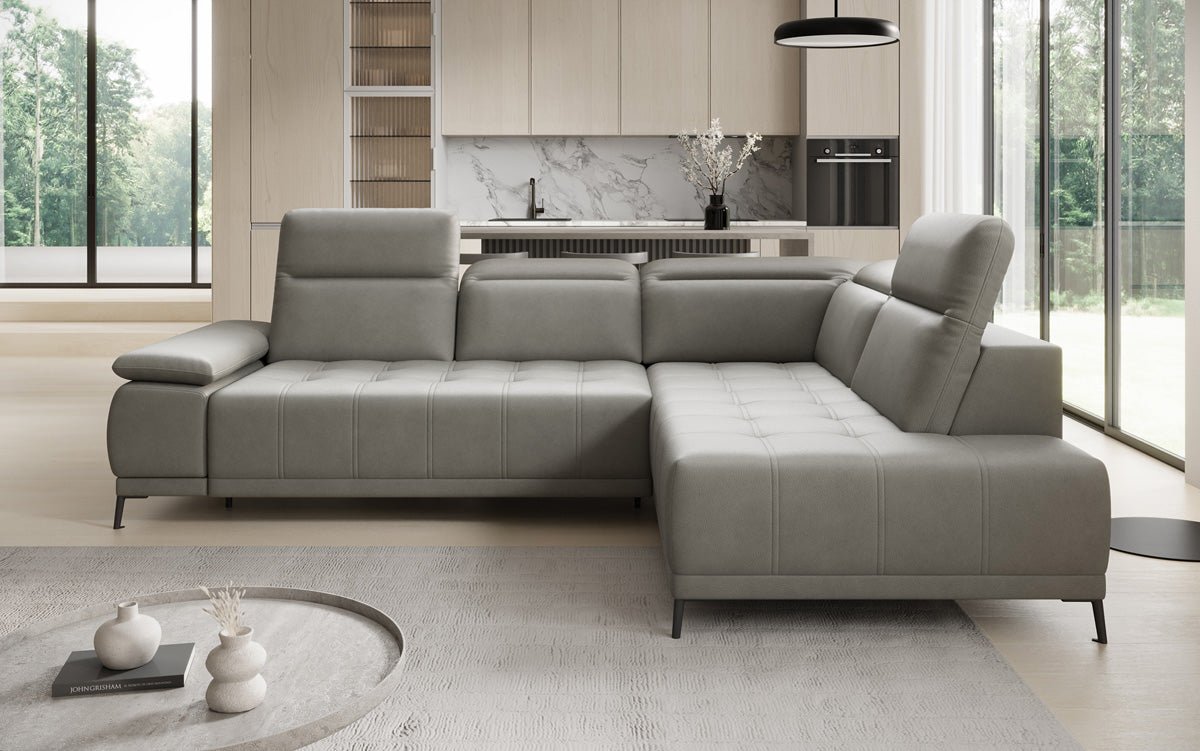 Designer L Sofa Lyra mat elektrescher Schloffunktioun a Echtläder