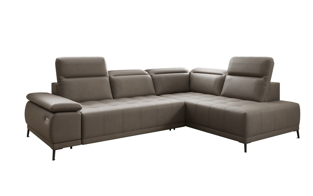 Designer L Sofa Lyra mat elektrescher Schloffunktioun a Echtläder