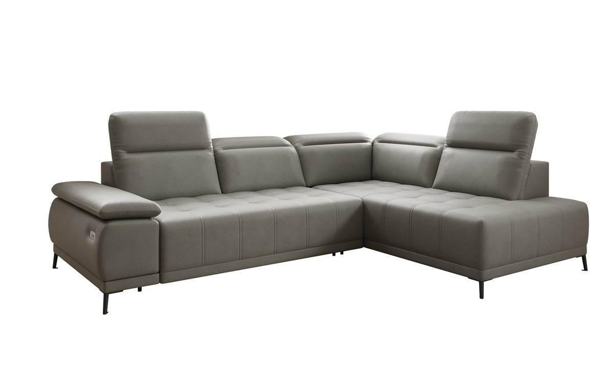 Designer L Sofa Lyra mat elektrescher Schloffunktioun a Echtläder