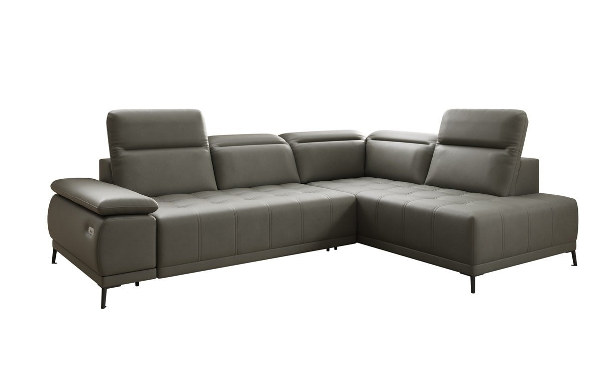 Designer L Sofa Lyra mat elektrescher Schloffunktioun a Echtläder
