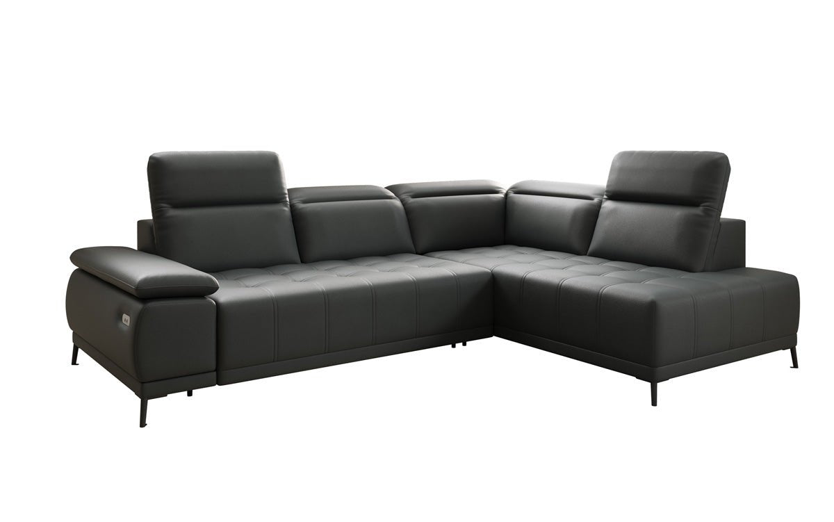 Designer L Sofa Lyra mat elektrescher Schloffunktioun a Echtläder