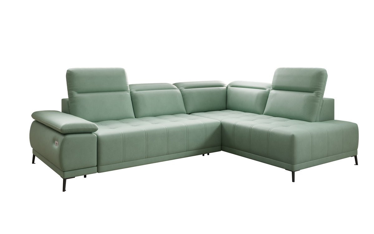 Designer L Sofa Lyra mat elektrescher Schloffunktioun a Echtläder