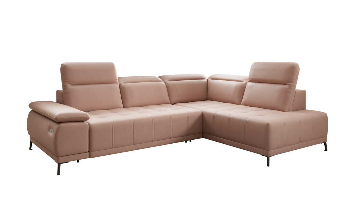 Designer L Sofa Lyra mat elektrescher Schloffunktioun a Echtläder