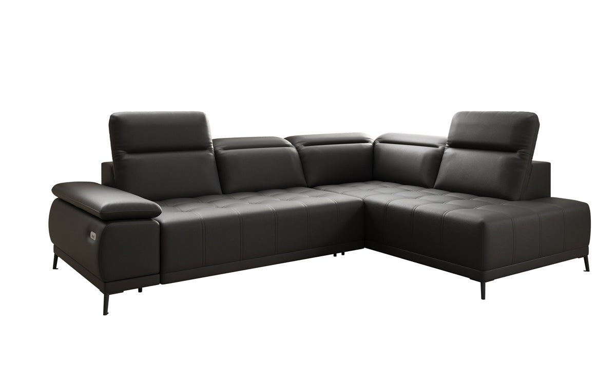 Designer L Sofa Lyra mat elektrescher Schloffunktioun a Echtläder