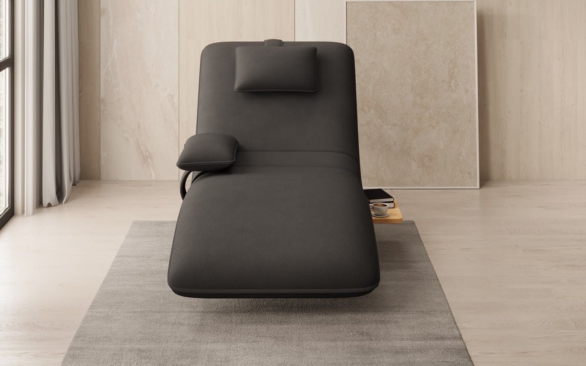Designer Relax-Liege Velor Stoff mat Dréifunktioun an Beistelltisch