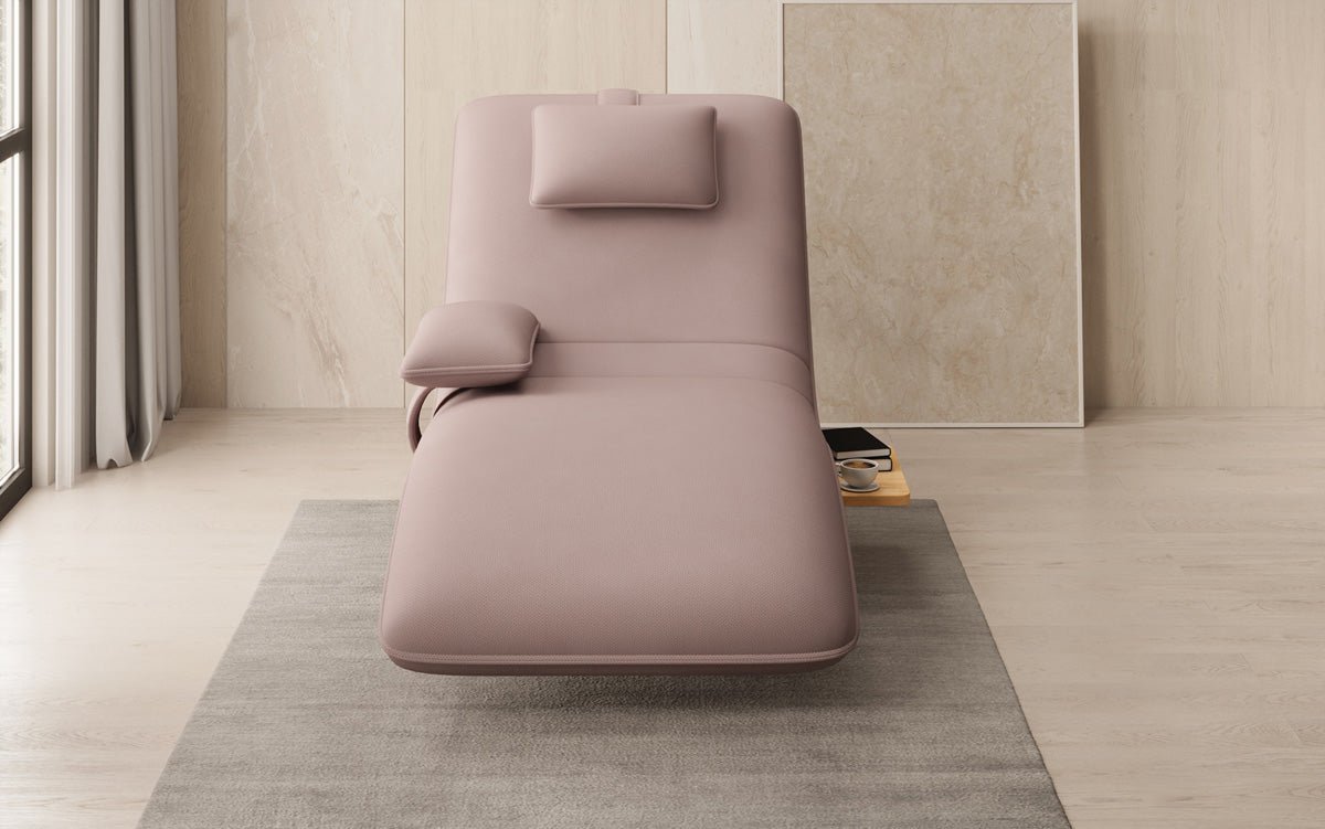Designer Relax-Liege Velor Stoff mat Dréifunktioun an Beistelltisch