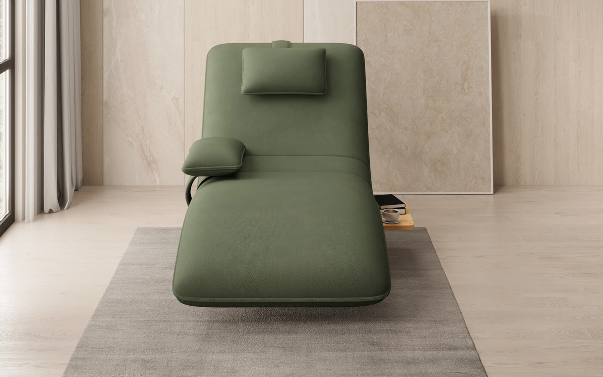 Designer Relax-Liege Velor Stoff mit Drehfunktion und Beistelltisch