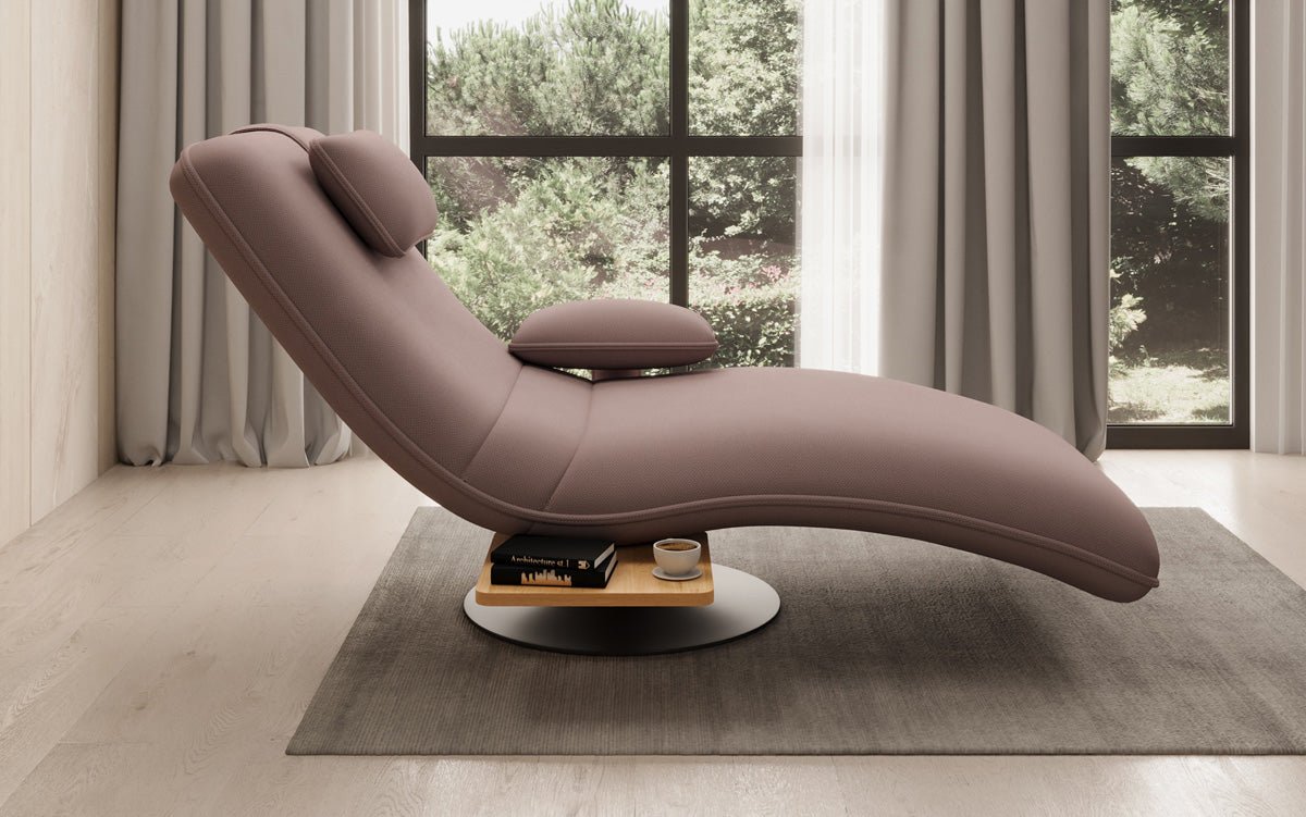 Designer Relax-Liege Velor Stoff mat Dréifunktioun an Beistelltisch