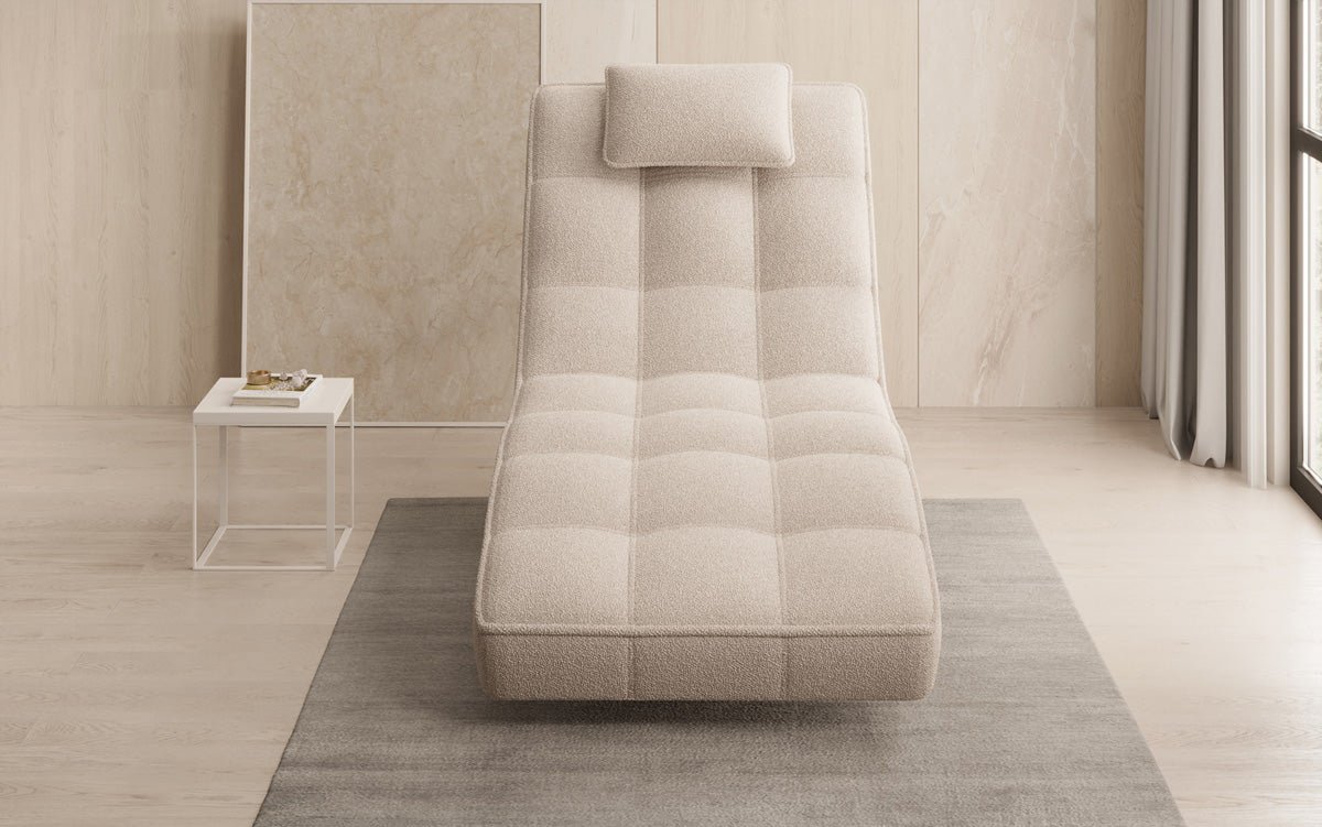 Designer Relax-Liege Livara Bouclé mat Dréifunktioun