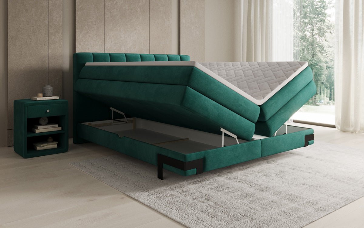 Boxspringbett Isabell mat Stauraum a Samt