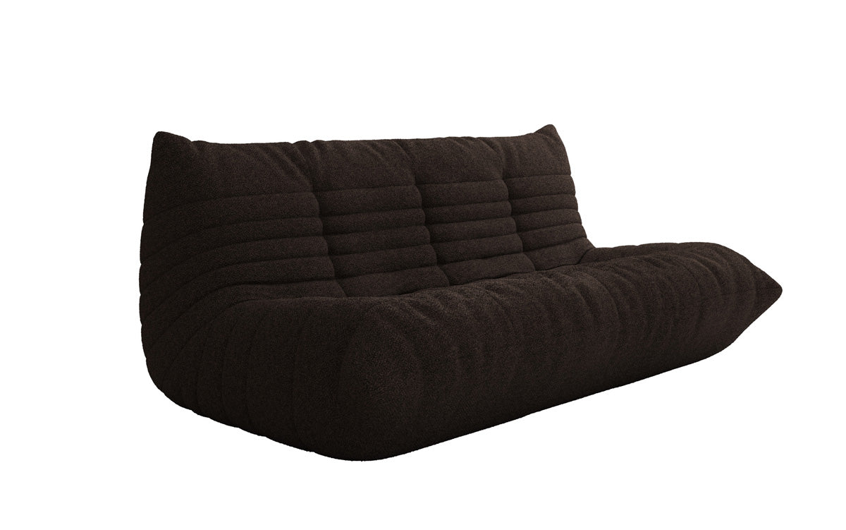 Designer 3-Sëtz Sofa Calmo am Teddy Bouclé