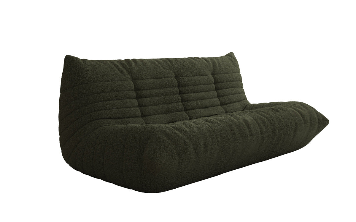 Designer 3-Sëtz Sofa Calmo am Teddy Bouclé