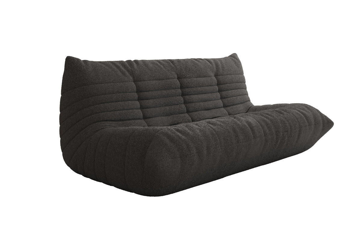 Designer 3-Sëtz Sofa Calmo am Teddy Bouclé