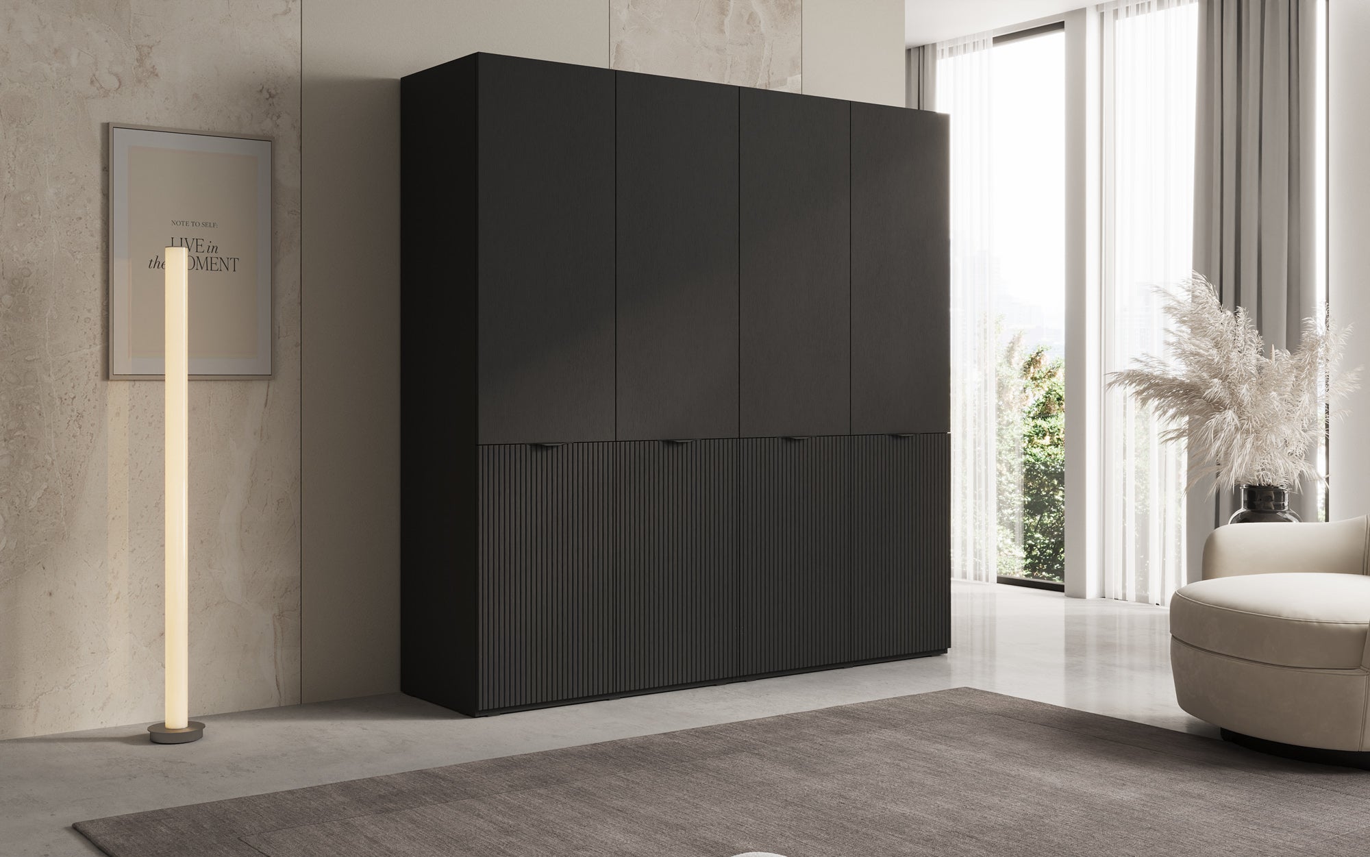 Modulo Elen – Zweimoduliger Kleiderschrank mit strukturierter Front