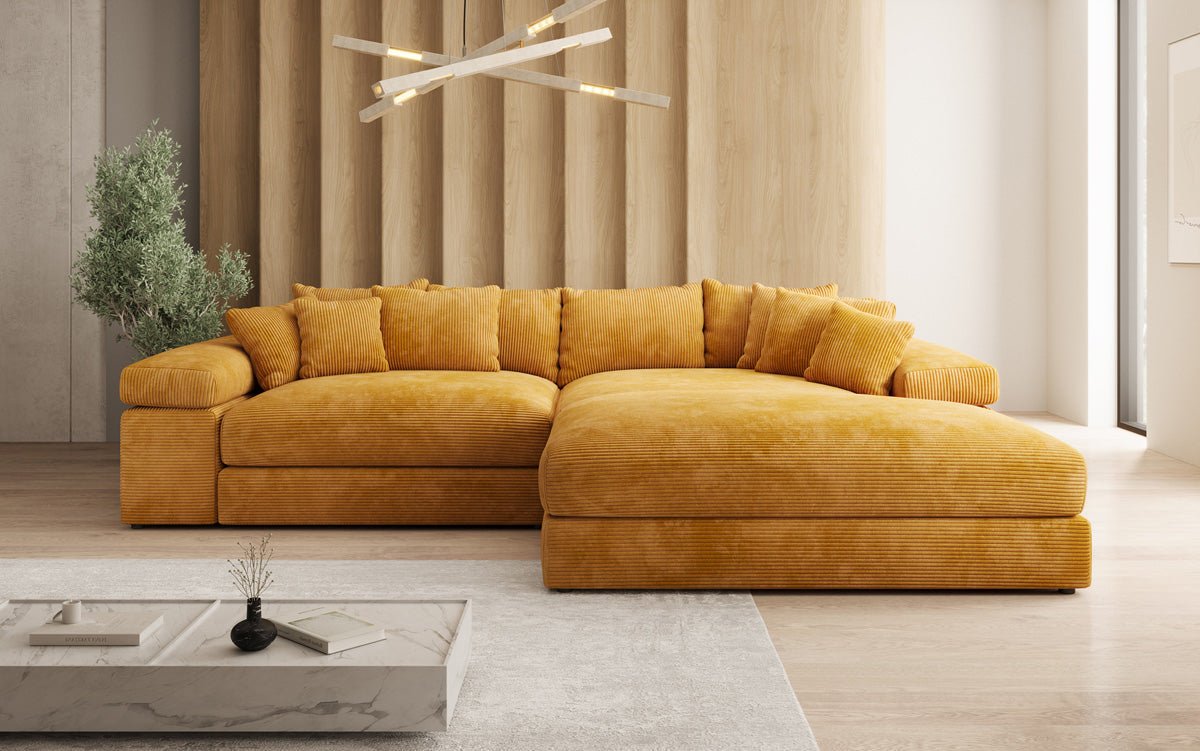 Designer Sofa Bernardo mat breeder Ottomane an Cord
