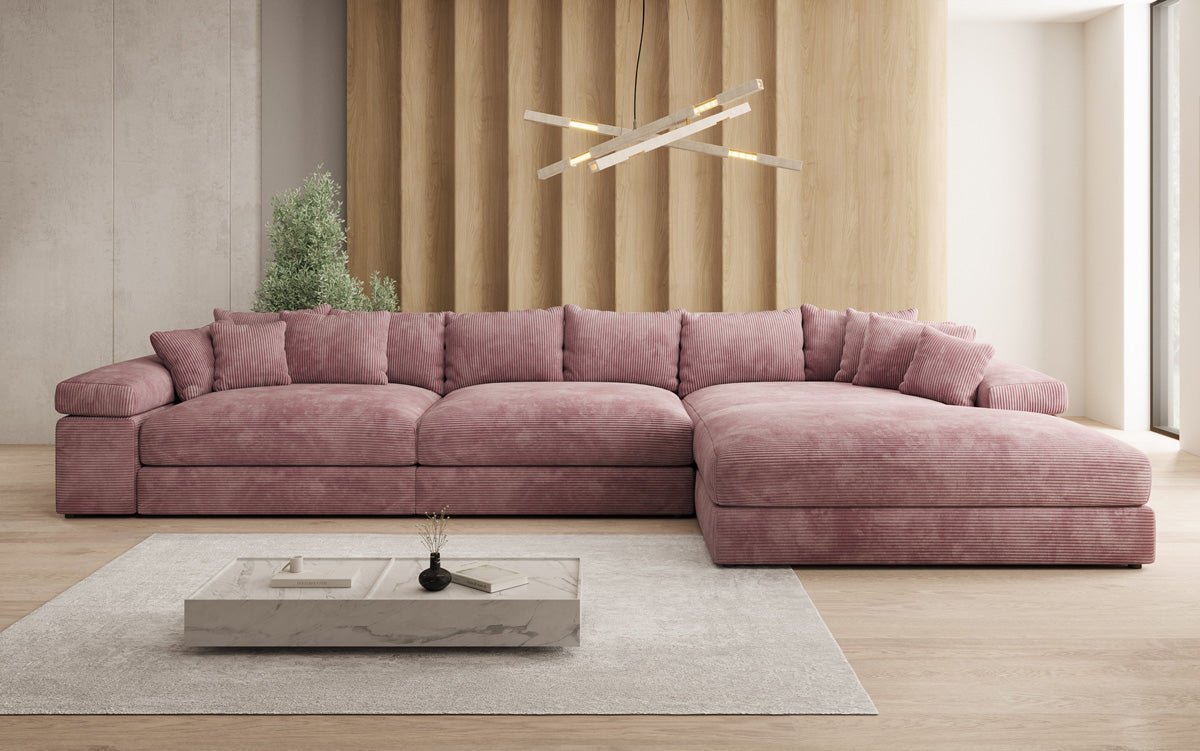 Designer Sofa Bernardo L Maxi mit breiter Ottomane in Cord