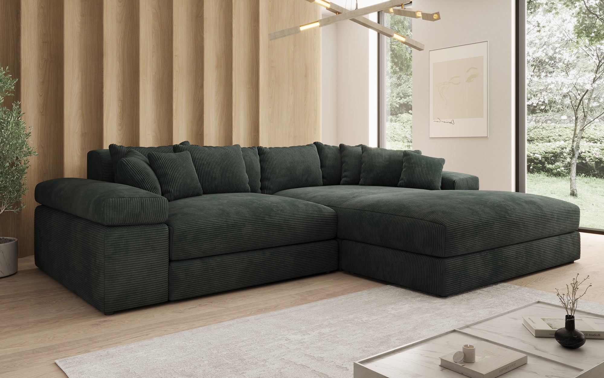 Designer Sofa Bernardo mat breeder Ottomane an Cord