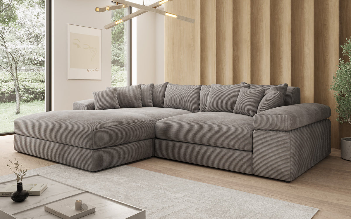 Designer-Ecksofa Bernardo mat breeder Ottomane a Cord