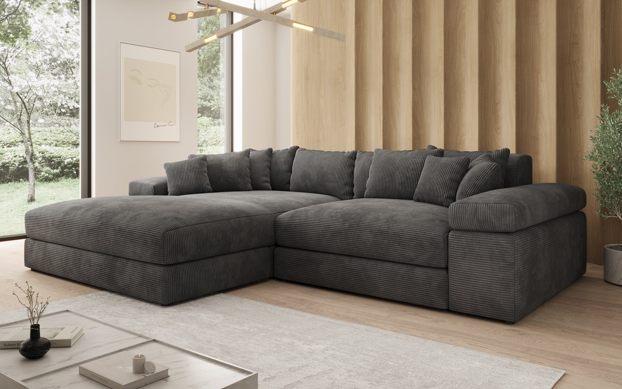 Designer Sofa Bernardo mat breeder Ottomane an Cord