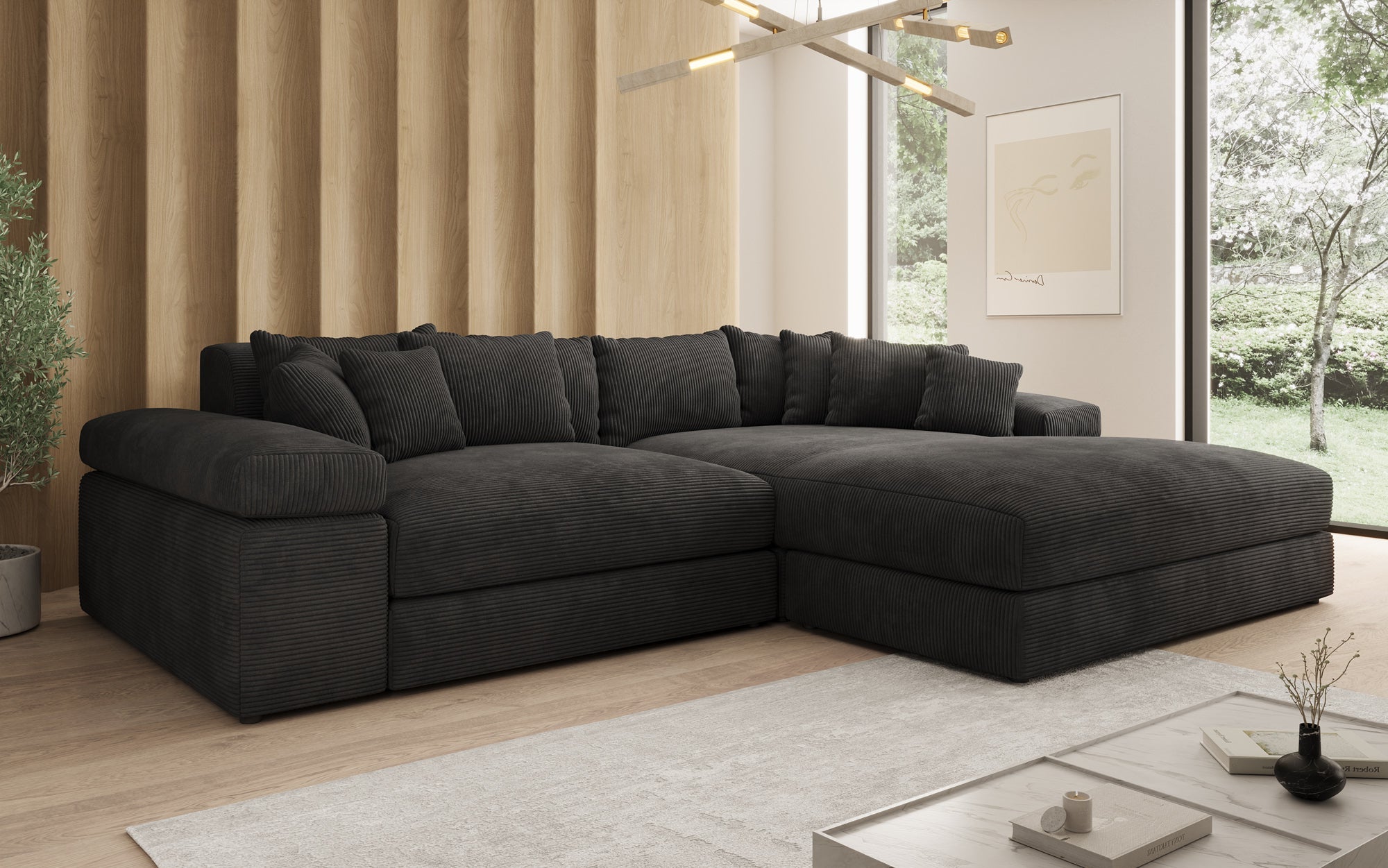 Designer Sofa Bernardo mat breeder Ottomane an Cord