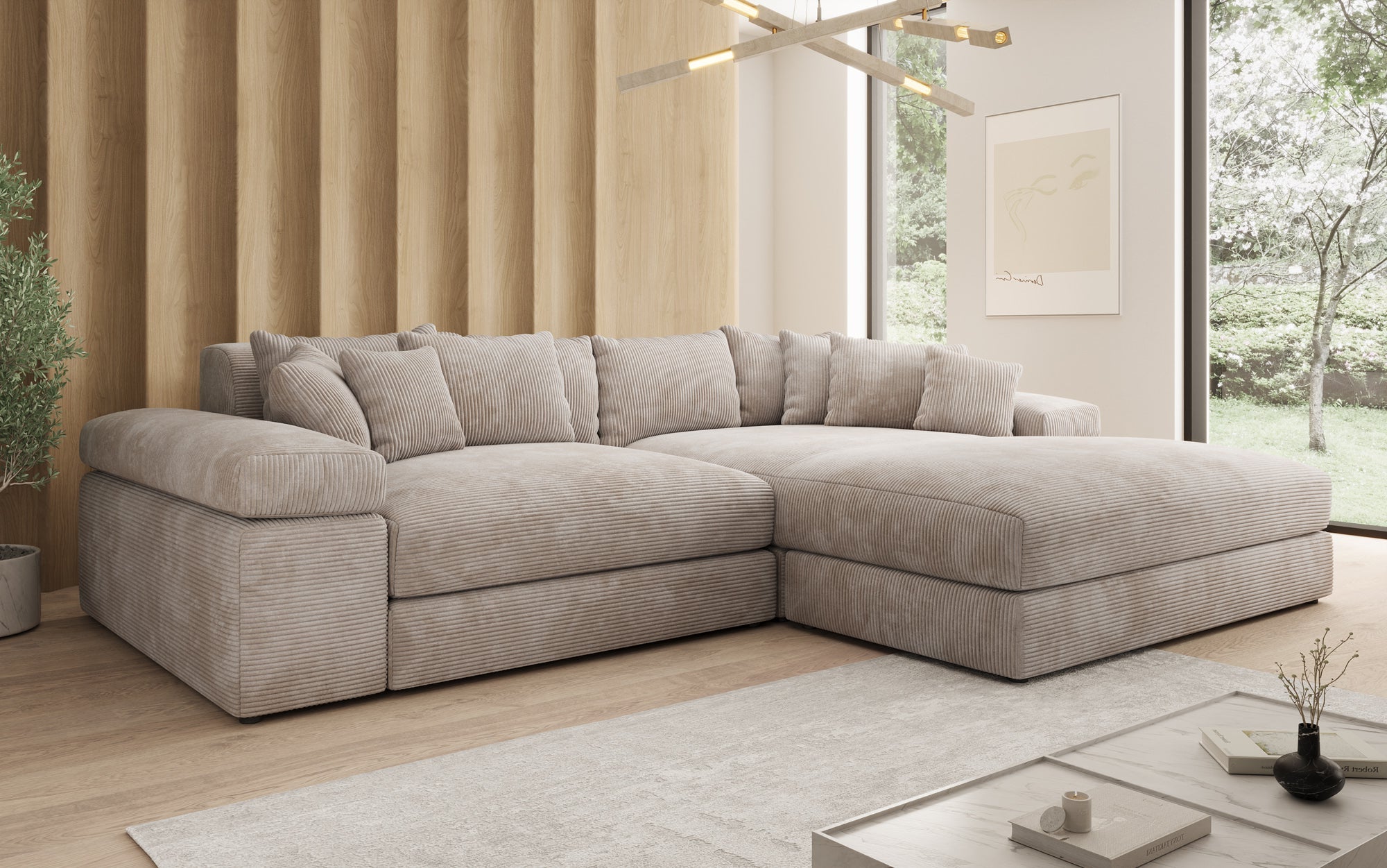 Designer Sofa Bernardo mat breeder Ottomane an Cord