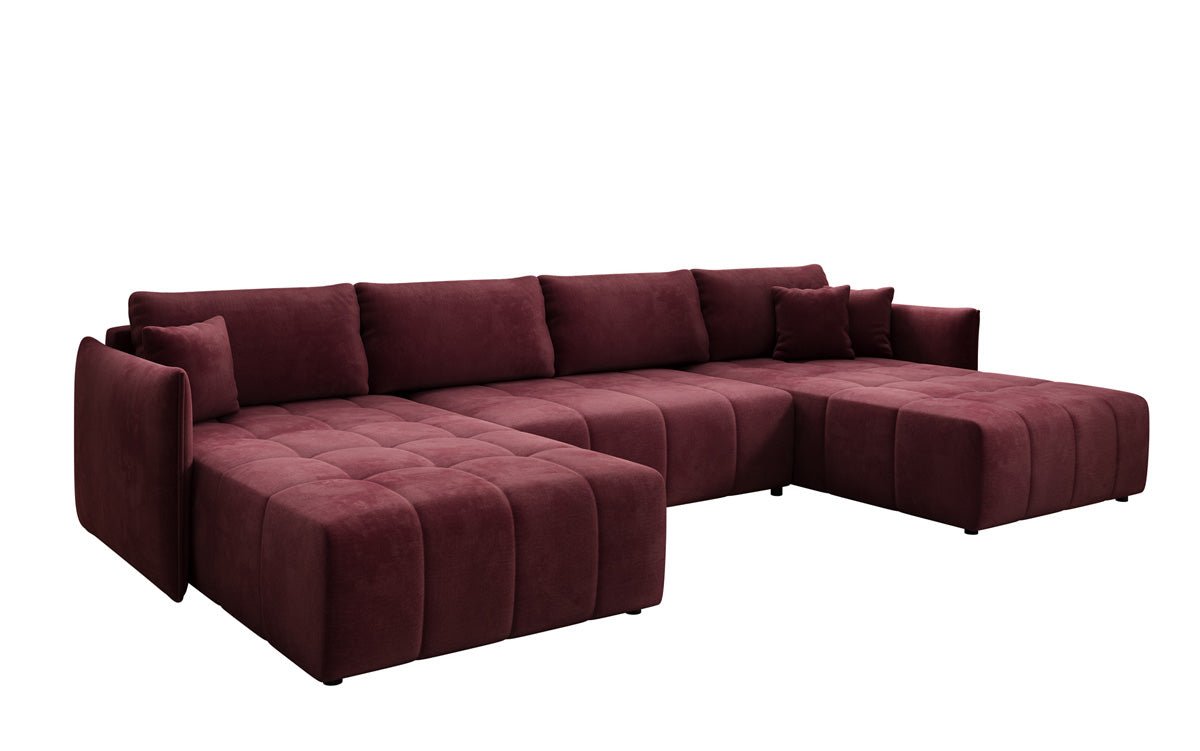 Designer Sofa Velaro U mat Schloof- an Zesummeklappfunktioun a Samt