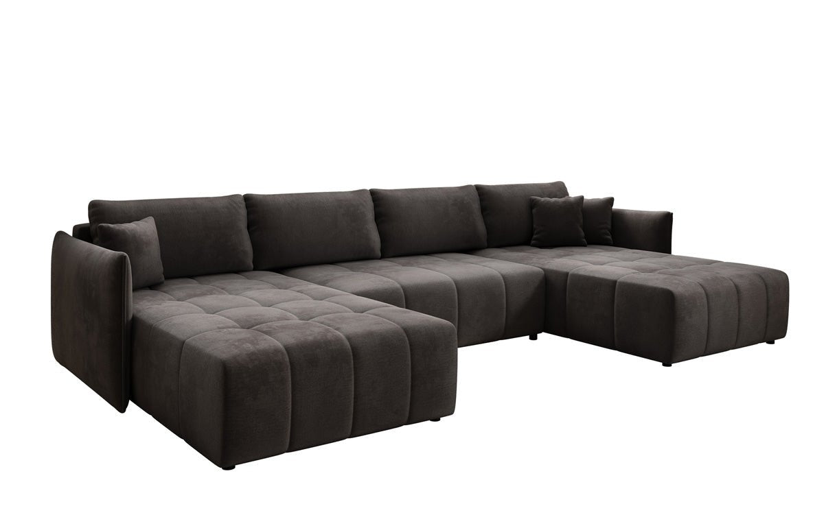 Designer Sofa Velaro U mat Schloof- an Zesummeklappfunktioun a Samt