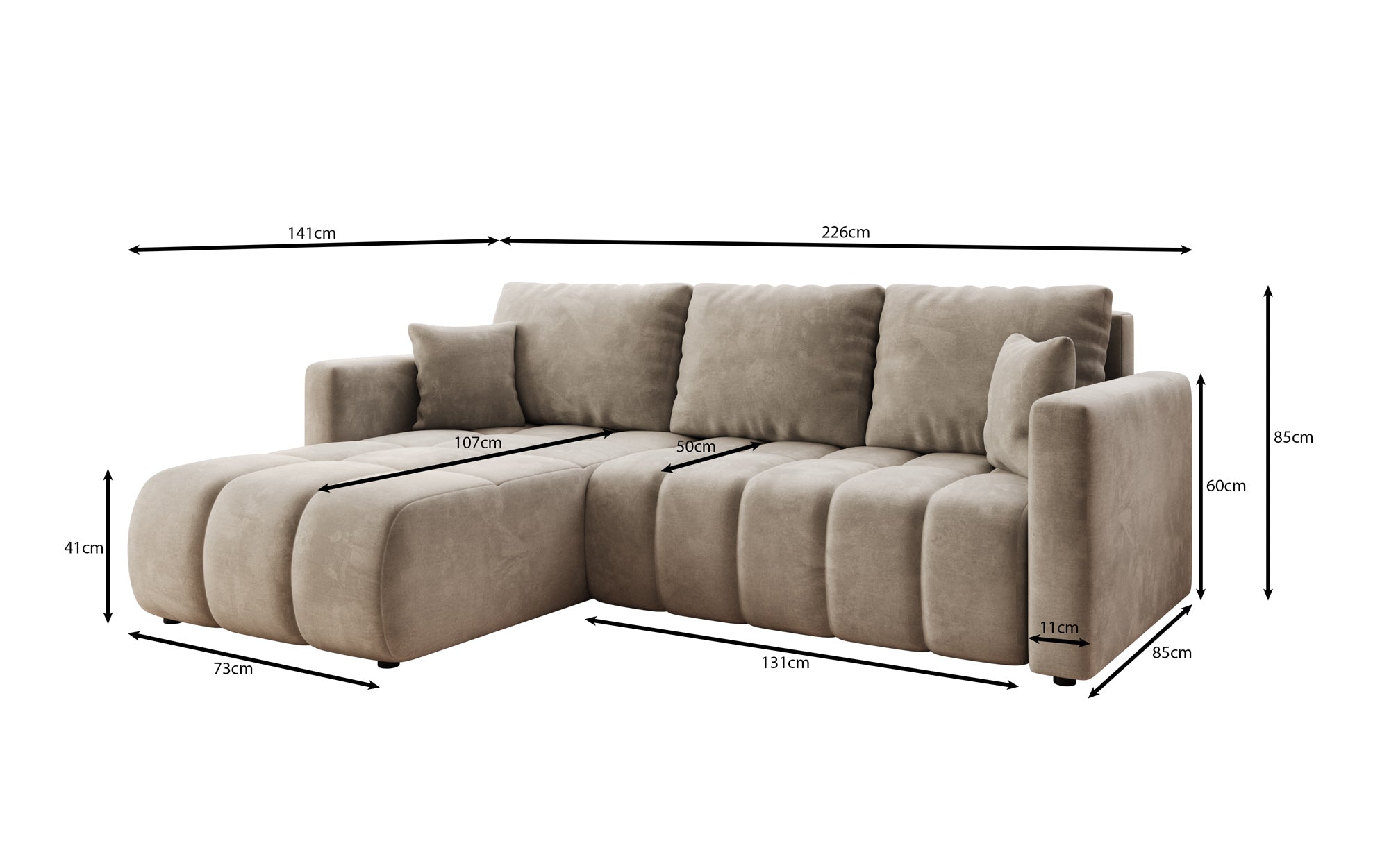 Designer Sofa Beatrice L mat Schloof- a Klappfunktioun a Samt