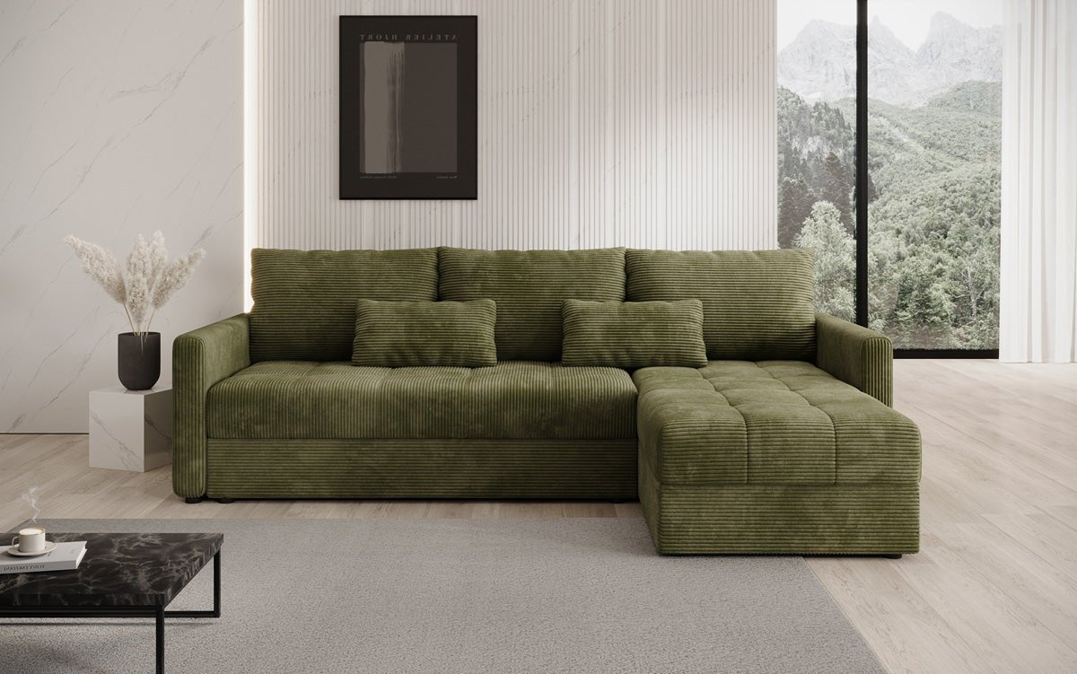 Designersofas Roma aus Cord mat Schloof- a Klappfunktioun