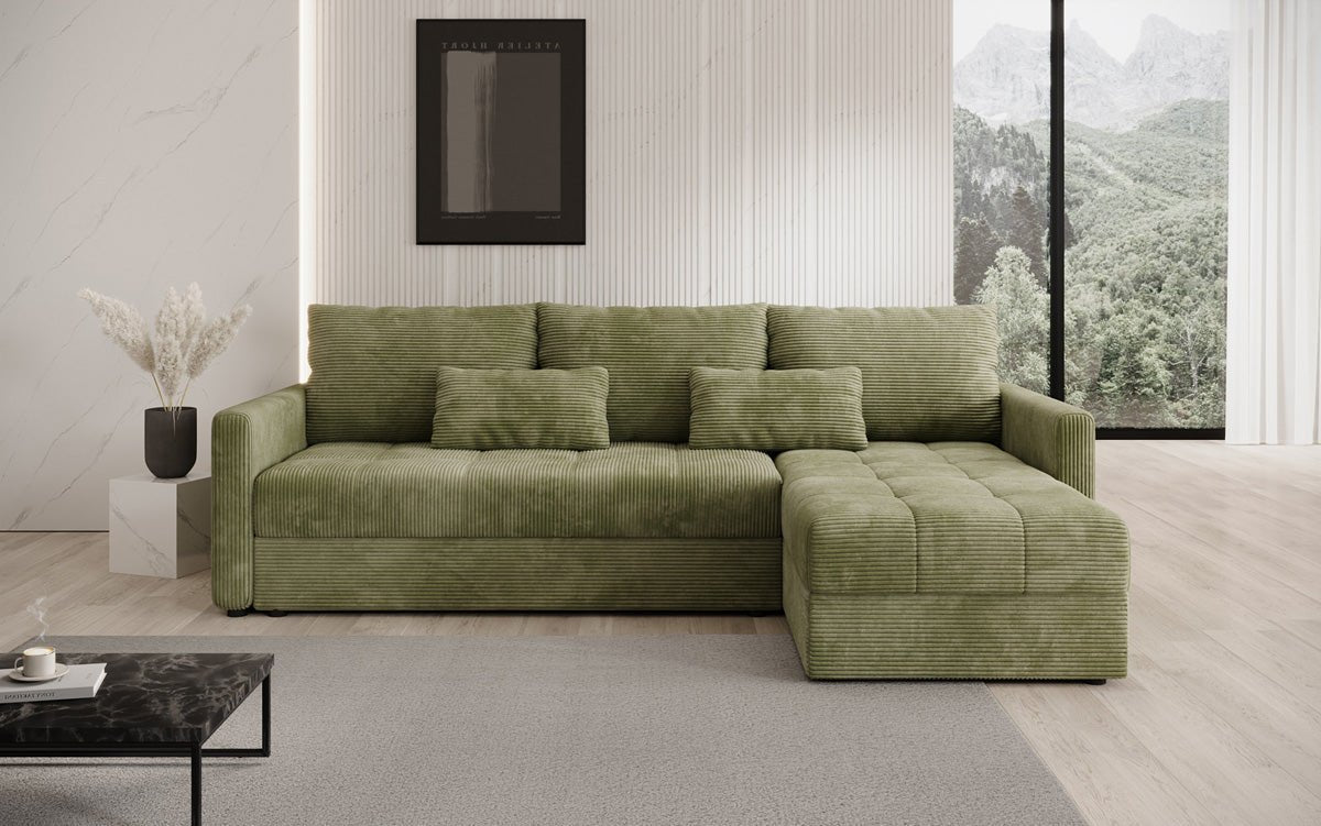 Designersofas Roma aus Cord mat Schloof- a Klappfunktioun