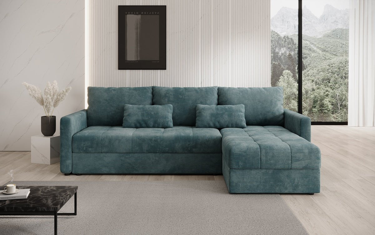 Designersofas Roma aus Cord mat Schloof- a Klappfunktioun