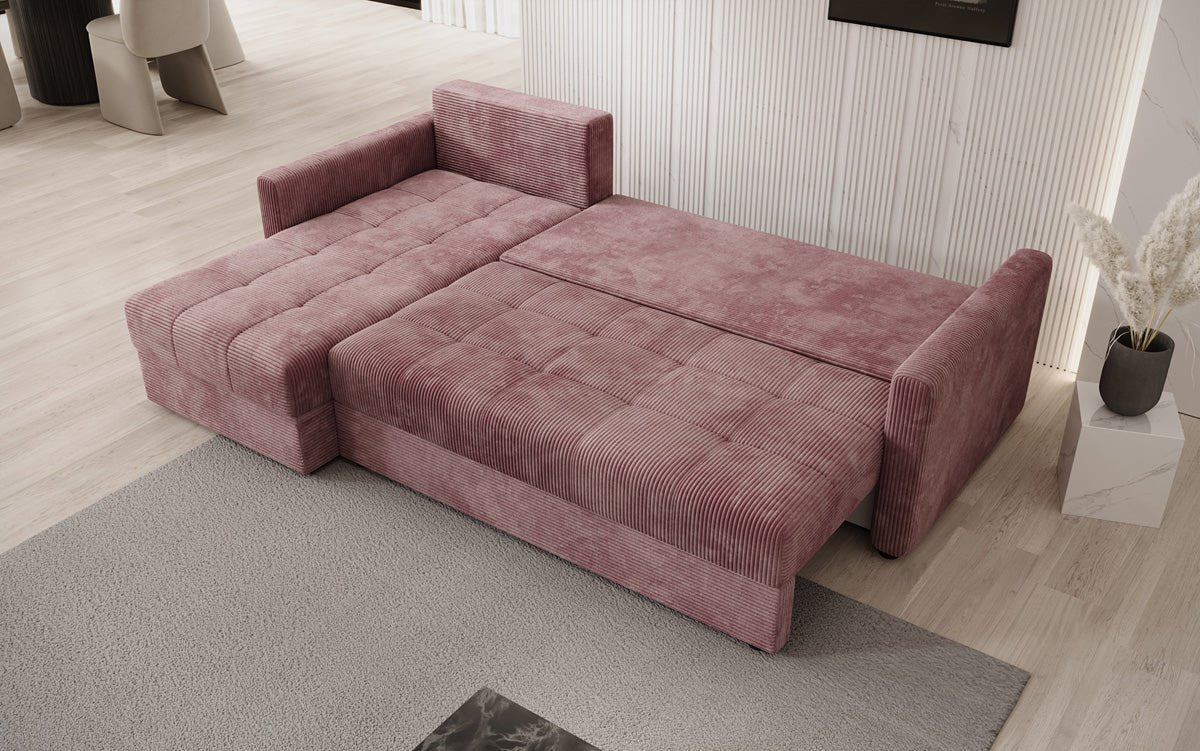 Designersofas Roma aus Cord mat Schloof- a Klappfunktioun
