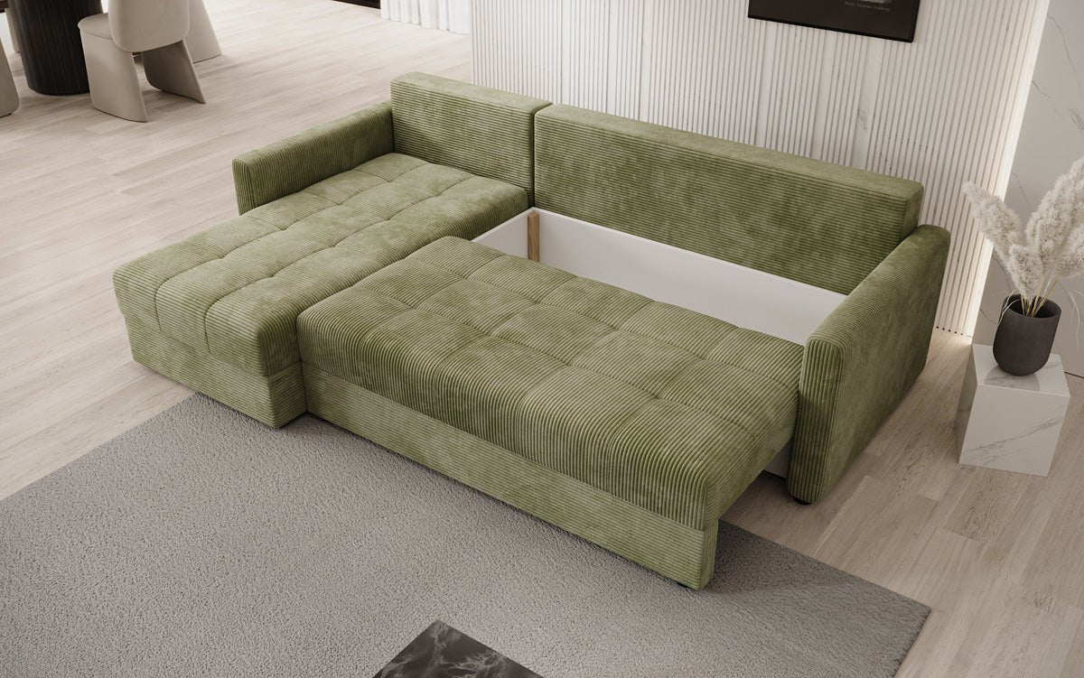 Designersofas Roma aus Cord mat Schloof- a Klappfunktioun
