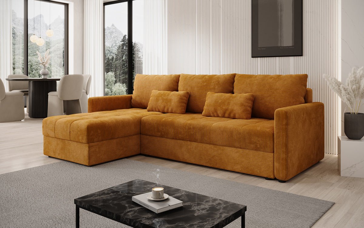Designersofas Roma aus Cord mat Schloof- a Klappfunktioun