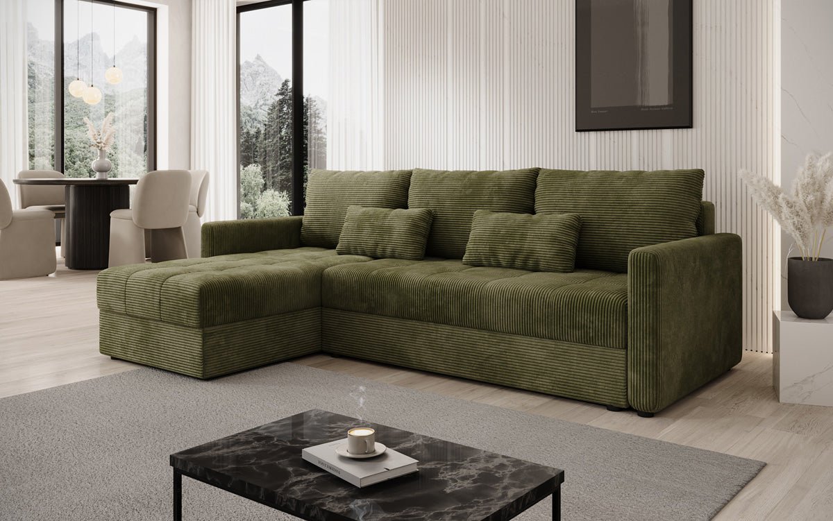 Designersofas Roma aus Cord mat Schloof- a Klappfunktioun