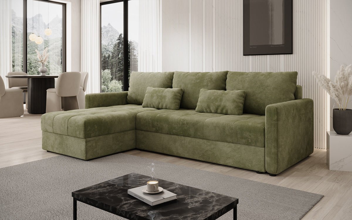 Designersofas Roma aus Cord mat Schloof- a Klappfunktioun