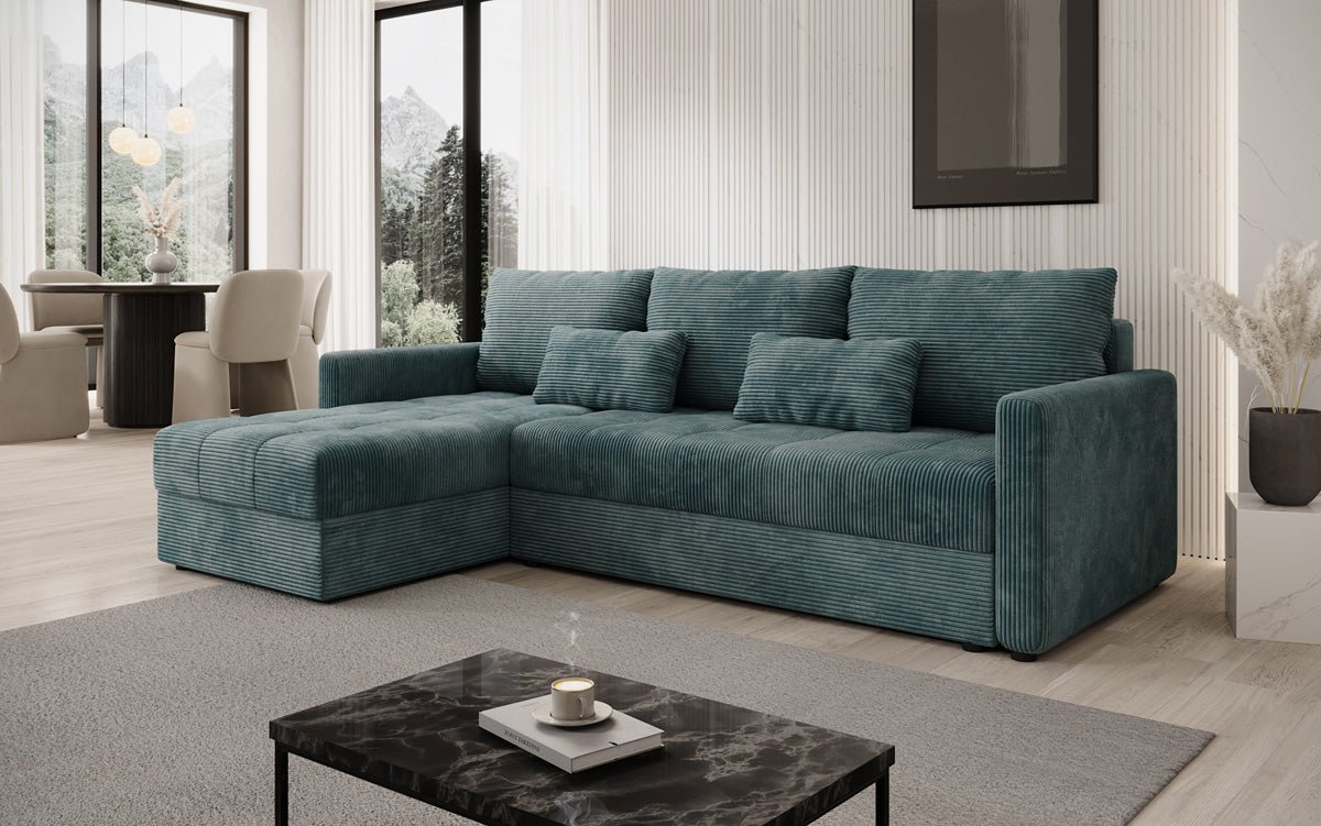 Designersofas Roma aus Cord mat Schloof- a Klappfunktioun