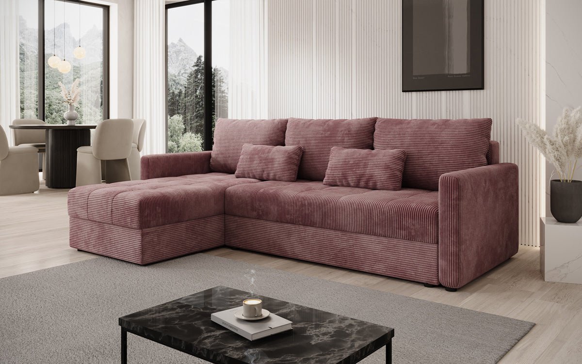 Designersofas Roma aus Cord mat Schloof- a Klappfunktioun