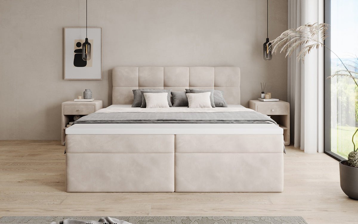 Boxspringbett Cozy II Samt mat Stauraum