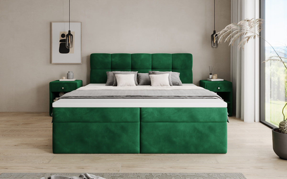 Boxspringbett Cozy II Samt mat Stauraum