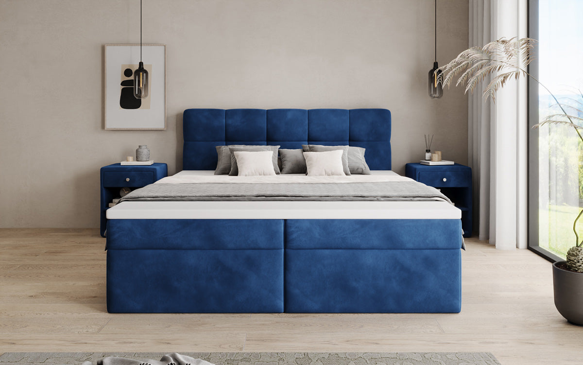 Boxspringbett Cozy II Samt mat Stauraum