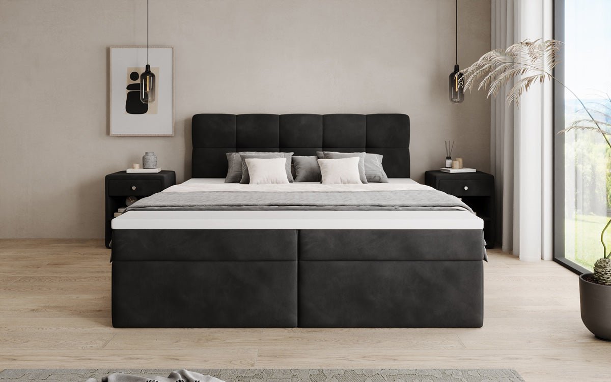 Boxspringbett Cozy II Samt mat Stauraum